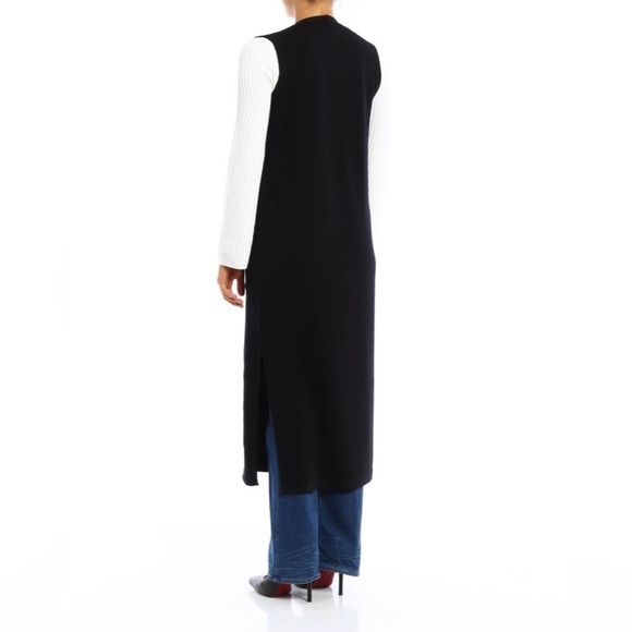 Theory Torina Black Long Sleeveless Merino Wool Duster Cardigan Sweater Sm - Picture 3 of 13